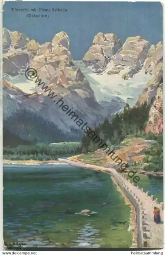 Dürrensee mit Monte Cristallo - Künstlerkarte signiert R. A. Höger - Verlag Hans Kohler & Co. München