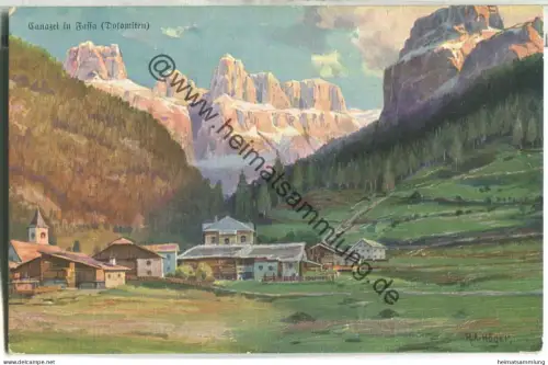 Canazei in Fassa - Künstlerkarte signiert R. A. Höger - Verlag Hans Kohler & Co. München