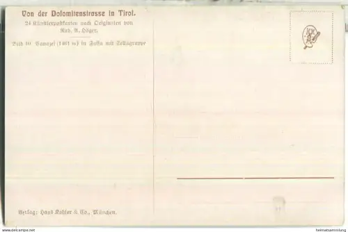 Canazei in Fassa - Künstlerkarte signiert R. A. Höger - Verlag Hans Kohler & Co. München