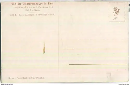 Burg Hocheppan in Ueberetsch - Künstlerkarte signiert R. A. Höger - Verlag Hans Kohler & Co. München