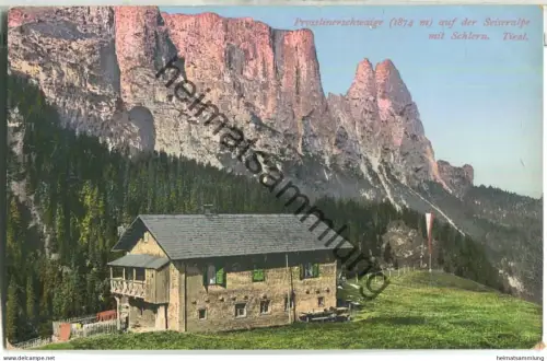Prosslinerschwaige auf der Seiseralpe mit Schlern - Verlag Joh. F. Amonn Bozen