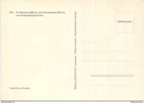 Piz Bernina - Piz Morteratsch und Morteratschgletscher - AK Grossformat - Edition Perrochet Lausanne