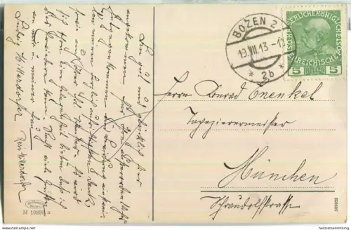 Motiv mit dem Rosengarten bei Bozen - Verlag Joh. F. Amonn Bozen