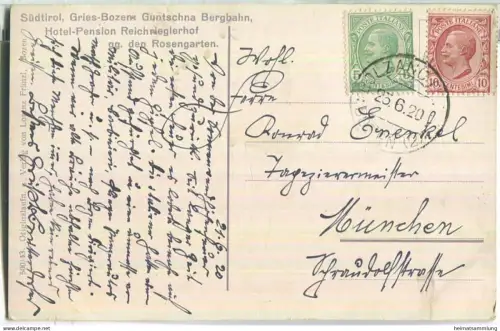 Gries Bozen - Guntschna Bergbahn - Hotel Pension Reichrieglerhof - Castel Guncina - Verlag Lorenz Fränzl Bozen