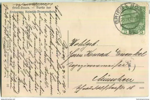 Gries Bozen - Partie der Erzherzog Heinrich-Promenade - Verlag Gerstenberger & Müller Bozen