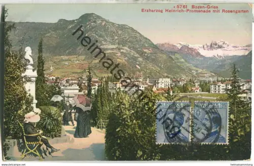 Bozen Gries - Erzherzog Heinrich-Promenade mit Rosengarten - Edition Photoglob Co. Zürich