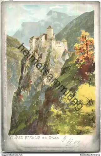 Schloss Karneid bei Bozen - Künstlerkarte signiert M. Zeno Diemer - Verlag Ottmar Zieher München