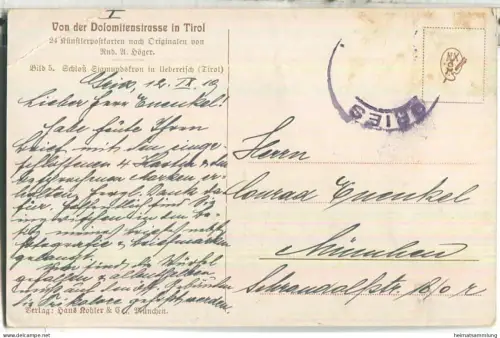 Sigmundskron in Ueberetsch - Künstlerkarte signiert R. A. Höger - Verlag Hans Kohler & Co. München