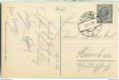 Ampezzotal - Cortina gegen Col Rosa - Seekofel und Punta Fiames - Verlag Stengel & Co. GmbH Dresden