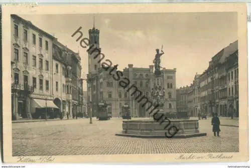 Zittau - Markt mit Rathaus - Strassenbahn - Verlag C. Schwager Dresden