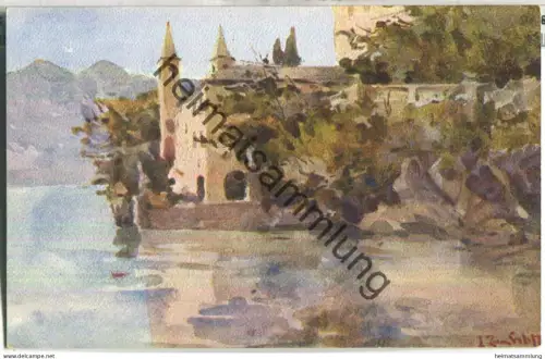 Lago di Como - Punta Balbianello - Künstlerkarte signiert L. Zambeletti 20er Jahre