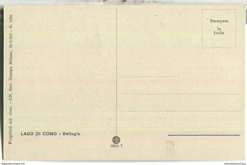 Lago di Como - Bellagio - Künstlerkarte signiert L. Zambeletti 20er Jahre