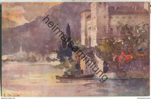 Lago di Como - Gravedona - Künstlerkarte signiert L. Zambeletti 20er Jahre