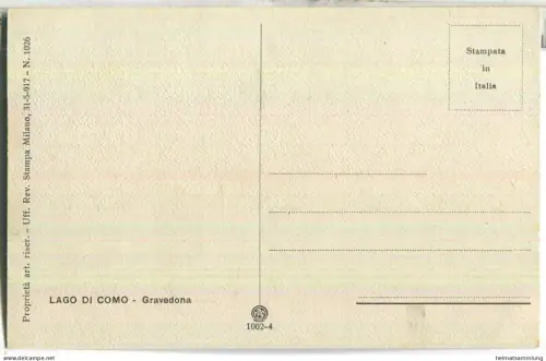 Lago di Como - Gravedona - Künstlerkarte signiert L. Zambeletti 20er Jahre