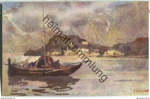 Lago di Como - Bellagio visto da Lenno - Künstlerkarte signiert L. Zambeletti 20er Jahre