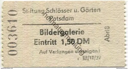 Deutschland - Stiftung Schlösser und Gärten Potsdam - Bildergalerie - Eintrittskarte