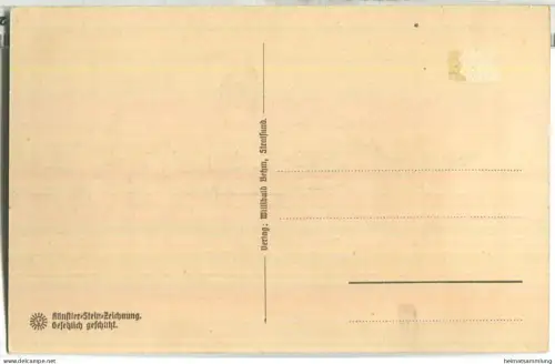 Stralsund - Bechermacherstrasse - Künstler-Steinzeichnung - Verlag Willibald Behm Stralsund