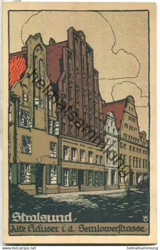 Stralsund - Semlowerstrasse - Künstler-Steinzeichnung - Verlag Willibald Behm Stralsund