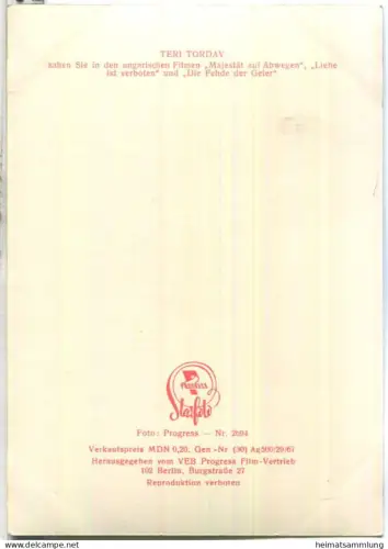 Teri Torday - VEB Progress Film Vertrieb Berlin 1967 - keine AK-Einteilung
