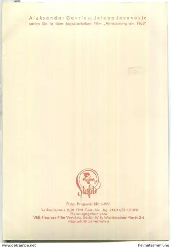 Jelena Jovanovic - Aleksandar Gavric - VEB Progress Film Vertrieb Berlin 1963 - Keine AK-Einteilung