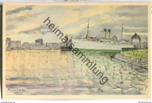 Schweden - Trelleborg - Tagfärjan Konung Gustaf V - signiert M von Essen