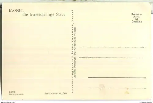 Kassel - Hindenburgplatz - Hohenzollern-Strasse - Friedenskirche - Verlag Bruno Hansmann Kassel