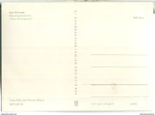 Bad Wilsnack - Rheumasanatorium Haus Birkengrund - Verlag VEB Bild und Heimat Reichenbach