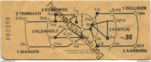 Schweiz - Olten - Rankwog Trimbach Wangen Aarburg Dulliken - Fahrschein Fr. -.90