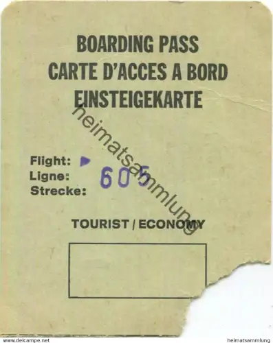 Rom-Fiomicino Airport - Swissair - Boarding Pass Airport Tax L. 1000