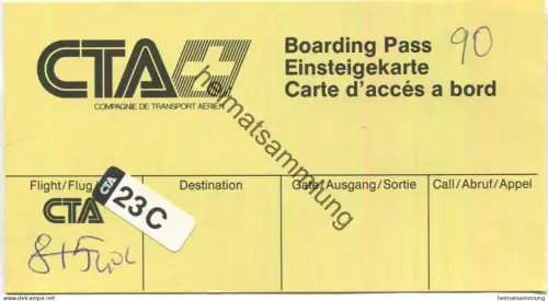 CTA Compagnie de transport aérien - Boarding Pass