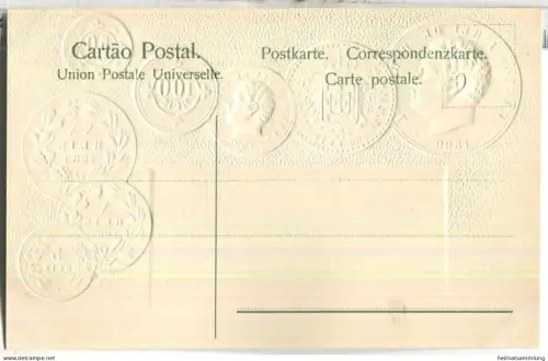 Münzkarte - Nationalflagge - Portugal - Prägedruck - Verlag H. S. M.