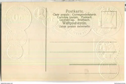 Münzkarte - Nationalflagge - Hongkong - Prägedruck - Verlag H. S. M.