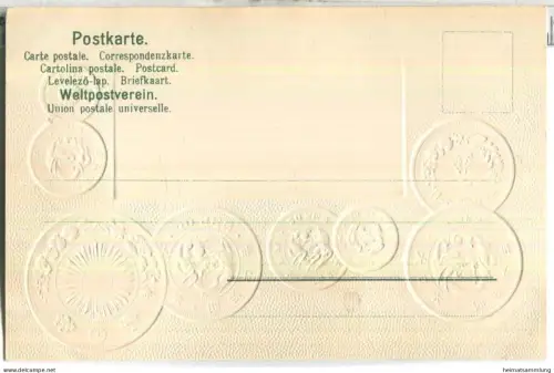 Münzkarte - Nationalflagge - Japan - Prägedruck - Verlag H. S. M.