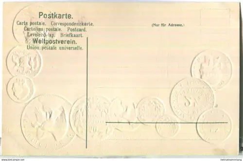 Münzkarte - Nationalflagge - Chile - Prägedruck - Verlag H. S. M.