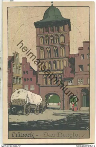 Lübeck - Burgtor - Künstler Steinzeichnung - Verlag Ludwig Möller Lübeck