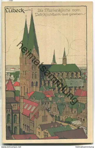 Lübeck - Marienkirche - Künstler Steinzeichnung - Verlag Ludwig Möller Lübeck