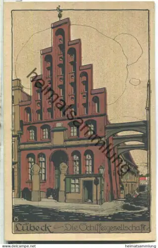 Lübeck - Schiffergesellschaft - Künstler Steinzeichnung - Verlag Ludwig Möller Lübeck
