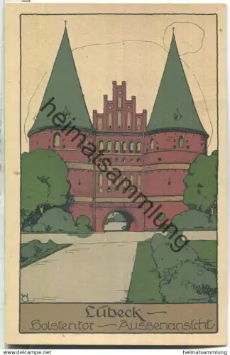 Lübeck - Holstentor - Künstler Steinzeichnung - Verlag Ludwig Möller Lübeck