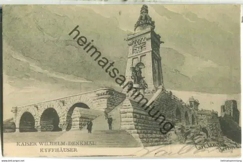 Kyffhäuser - Kaiser Wilhelm-Denkmal - signiert Carl Jander Berlin - Verlag des Kyffkäuserbundes - gel. 1905