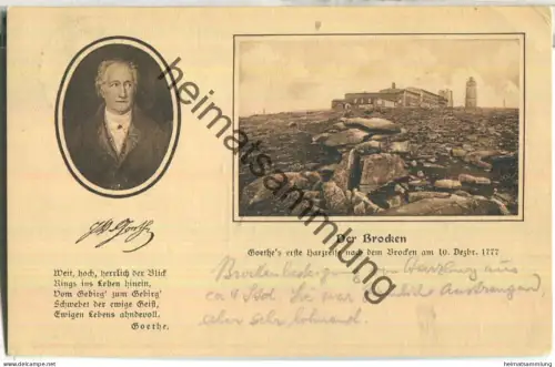 Brocken - Goethe - Verlag Stengel & Co Dresden - gel. 1928