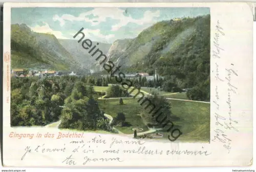 Bodethal - Eingang - Verlag Louis Glaser Leipzig - gel. 1902