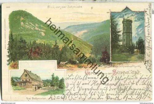Schmücke - Schneekopfthurm - Verlag Aug. Finkenrath Söhne Barmen - gel. 1901