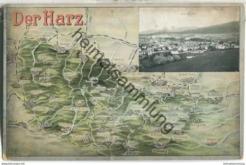 Goslar - Harz Landkarte - Verlag Löffler & Co Greiz 1908