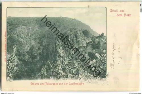 Schurre und Rosstrappe von der Lauiereshöhe - Verlag Stengel & Co Dresden