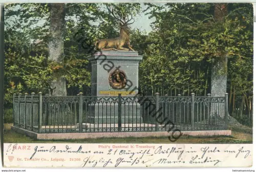 Treseburg - Pfeil's Denkmal - Verlag Dr. Trenkler & Co Leipzig