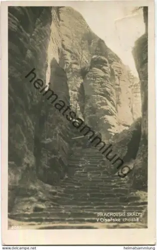 Prachovske Skaly - V Cisarske chodbe - Prachauer Felsen - Foto-AK  gel. 1933