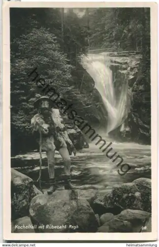 Wodospad Szklarki - Kochelfall mit Rübezahl - Foto-Ansichtskarte - Verlag Alfred Adolph Kochelfall - gel. 1936