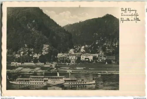 Schmilka an der Elbe - Restaurant Pension Prüfer - Dampfer Dresden - Foto-Ansichtskarte - Verlag A. & R. Adam Dresden