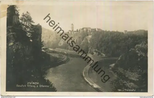 Zvikov - Klingenberg - Soutok Vltavy s Otavou - Foto-AK - gel. 1930
