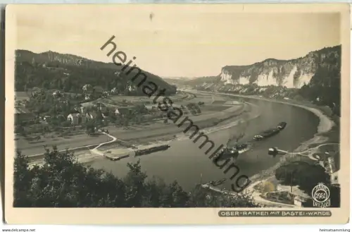 Ober-Rathen mit Bastei-Wände - Foto-Ansichtskarte - Verlag Walter Hahn Dresden Nr. 2951